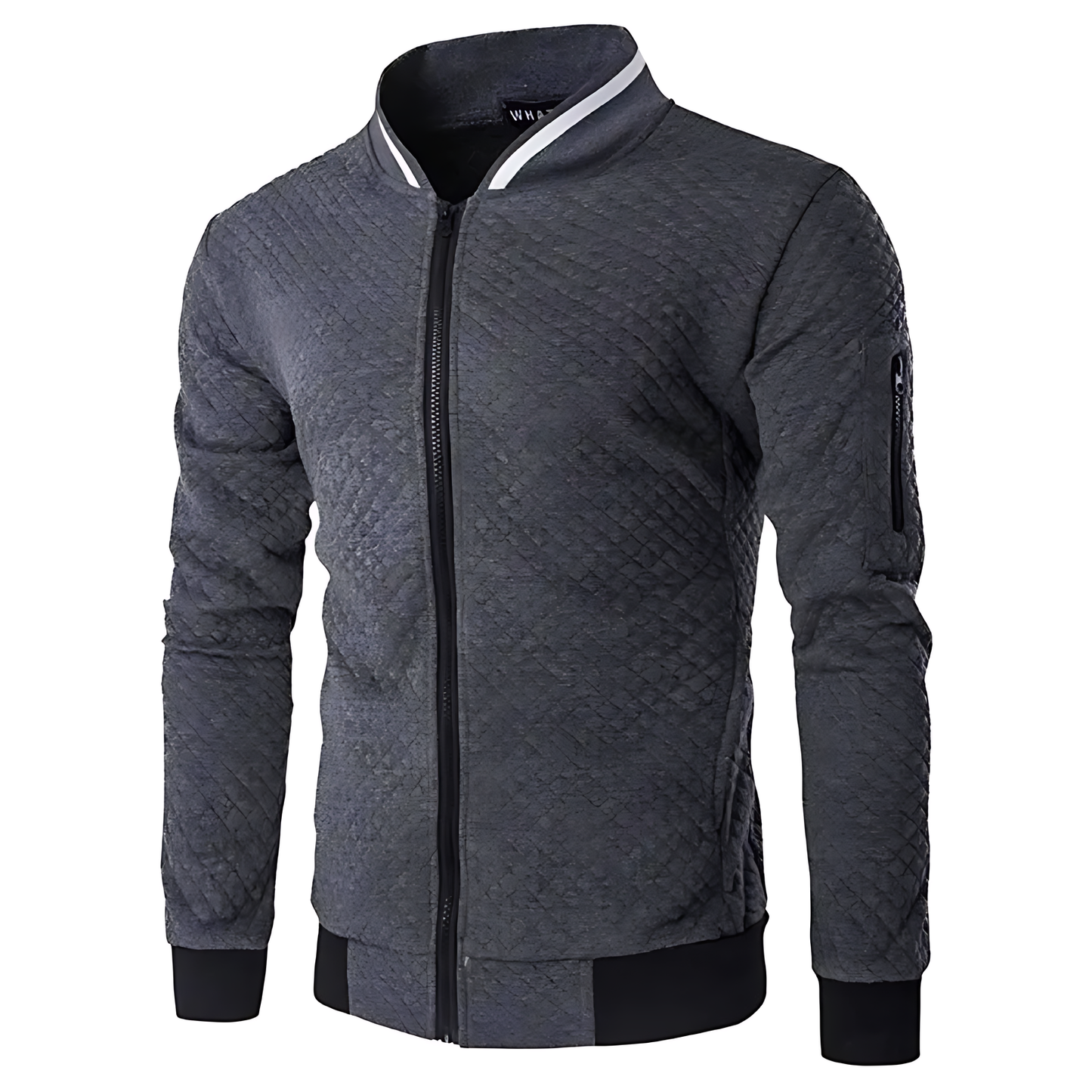 OUTLET  Men's Modern Quilted Zip-Up Bomber Jacket with Contrast Trim